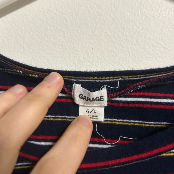 Garage Lettuce Edge Long Sleeve Tee w/ Marianna Blue Stripes - Picture 3 of 3